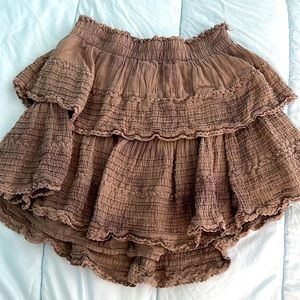 Brown Aerie Ruffle Skirt